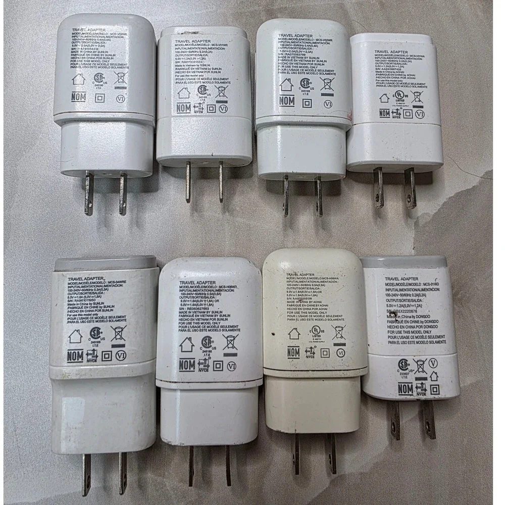 Lot of 8 LG USB Wall Charger Adapters Fast Charge MCS-H06WR MCS-V01WA White W4